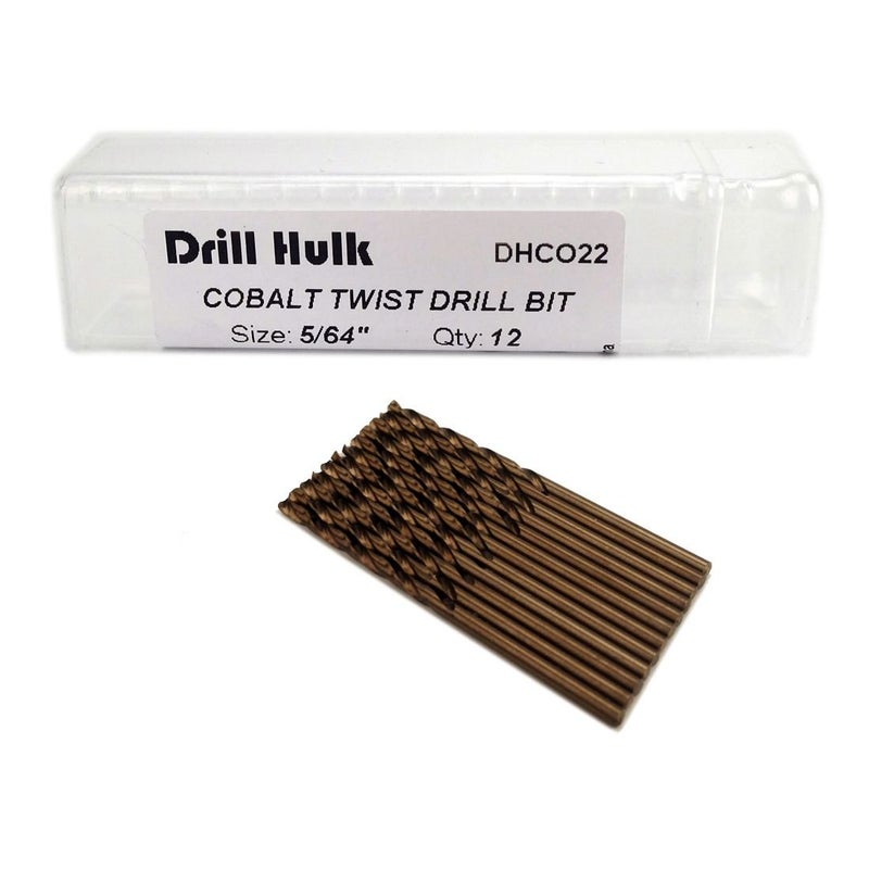 Drill Hulk Pack of 12, 5/64-Inch Cobalt Steel M35 Drill Bit, Jobber Length, for Hard Metal, Stainless Steel - Image 1